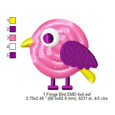 Fringe Little Cute Bird Machine Embroidery Digitized Design Files