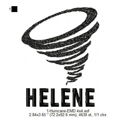 Hurricane Helene Storm Cyclone Machine Embroidery Digitized Design Files