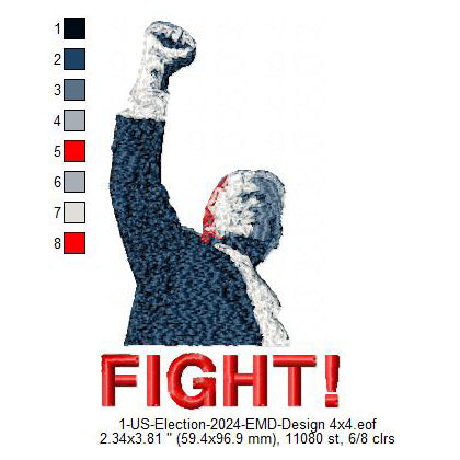 Donald Trump Fight America Shooting USA Election Machine Embroidery Digitized Design Files