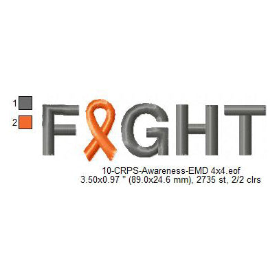 Hand CRPS Awareness Fight Slogans Machine Embroidery Digitized Design Files