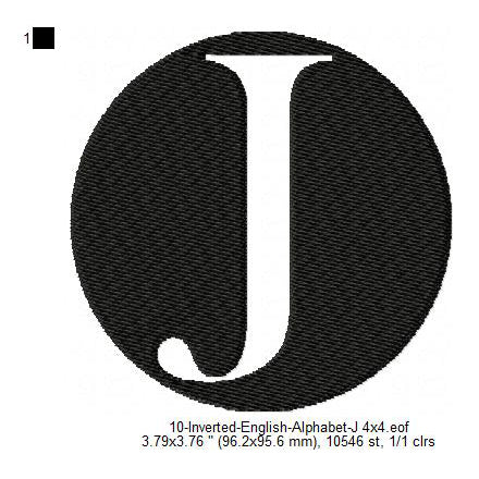 J English Alphabets Lettes Machine Embroidery Digitized Design Files