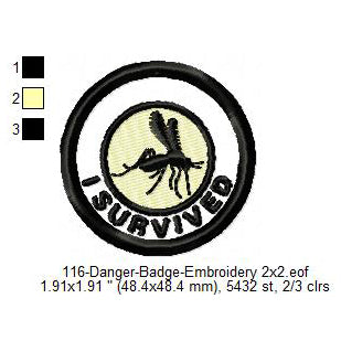 I Survived Mosquito Merit Badge Machine Embroidery Digitized Design Files