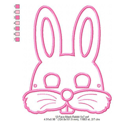 Rabbit Face Eye Mask Machine Embroidery Digitized Design Files