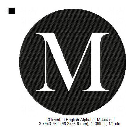 M English Alphabets Lettes Machine Embroidery Digitized Design Files