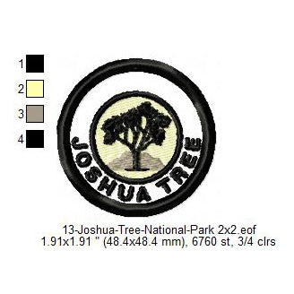 Joshua Tree National Park Merit Adulting Badge Machine Embroidery Digitized Design Files