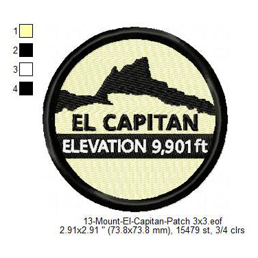 Mount El-Capitan Mountains Merit Badge Machine Embroidery Digitized Design Files