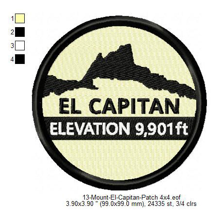 Mount El-Capitan Mountains Merit Badge Machine Embroidery Digitized Design Files