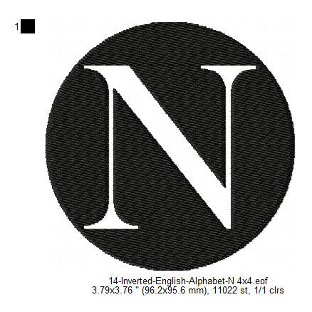 N English Alphabets Lettes Machine Embroidery Digitized Design Files