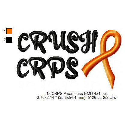 Crush CRPS Hand CRPS Awareness Slogans Machine Embroidery Digitized Design Files