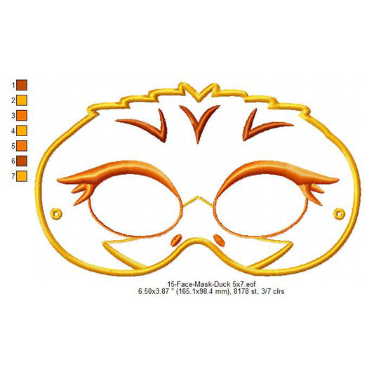 Duck Face Eye Mask Machine Embroidery Digitized Design Files