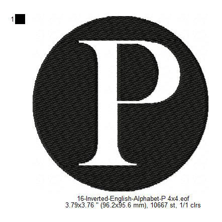 P English Alphabets Lettes Machine Embroidery Digitized Design Files
