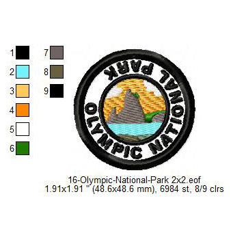 Olympic National Park Merit Adulting Badge Machine Embroidery Digitized Design Files