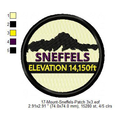 Mount Sneffels Mountains Merit Badge Machine Embroidery Digitized Design Files