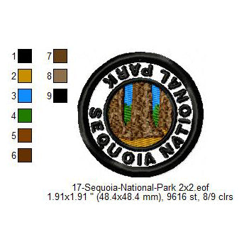 Sequoia National Park Merit Adulting Badge Machine Embroidery Digitized Design Files