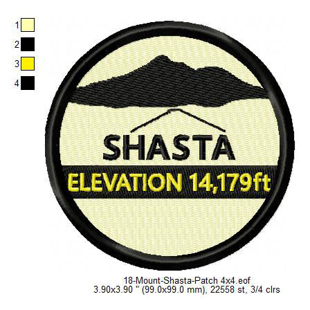 Mount Shasta Mountains Merit Badge Machine Embroidery Digitized Design Files