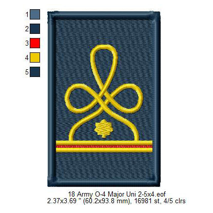 US Army O-4 Major Mess Uniform Insignia Symbols Emblems Patches Machine Embroidery Digitized Design Files