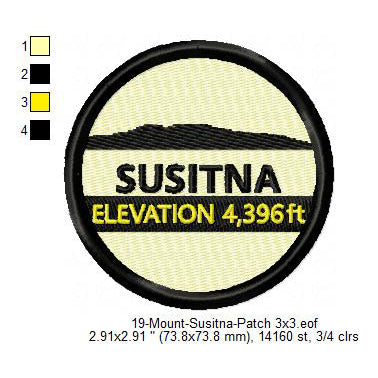 Mount Susitna Mountains Merit Badge Machine Embroidery Digitized Design Files
