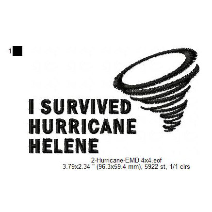 Hurricane Helene Storm Cyclone Machine Embroidery Digitized Design Files