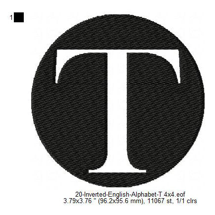 T English Alphabets Lettes Machine Embroidery Digitized Design Files