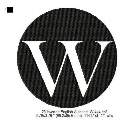 W English Alphabets Lettes Machine Embroidery Digitized Design Files