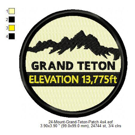 Mount Grand Teton Mountains Merit Badge Machine Embroidery Digitized Design Files