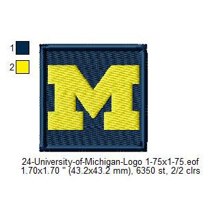 University of Michigan Logo Machine Embroidery Digitized Design Files