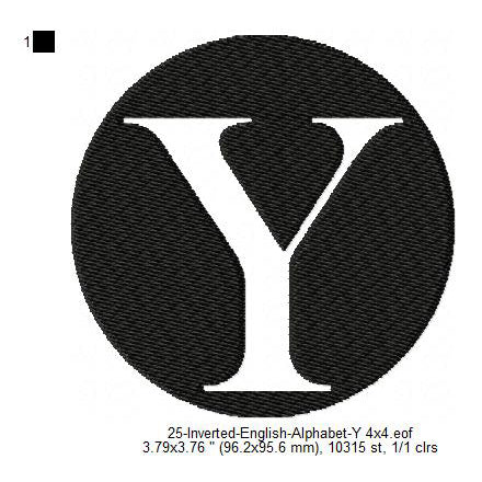 Y English Alphabets Lettes Machine Embroidery Digitized Design Files