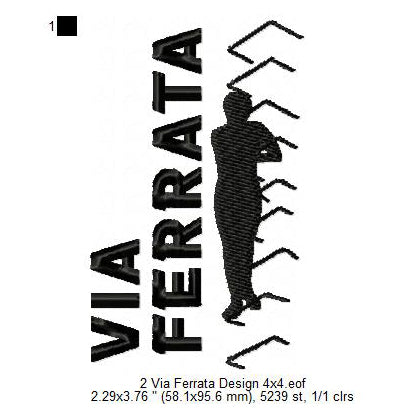 Via Ferrata Rock Mountain Climbing Hiking Hill Trekking Hikers Silhouette Machine Embroidery Digitized Design Files