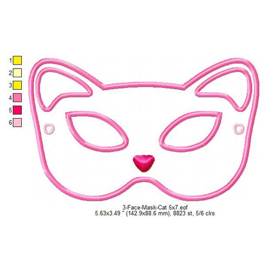 Cat Face Eye Mask Machine Embroidery Digitized Design Files