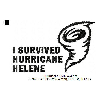 Hurricane Helene Storm Cyclone Machine Embroidery Digitized Design Files