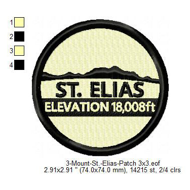Mount Saint Elias Mountains Merit Badge Machine Embroidery Digitized Design Files