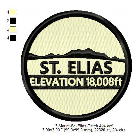 Mount Saint Elias Mountains Merit Badge Machine Embroidery Digitized Design Files