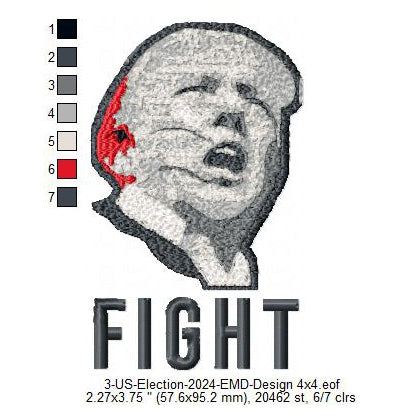Donald Trump Fight America Shooting USA Election Machine Embroidery Digitized Design Files