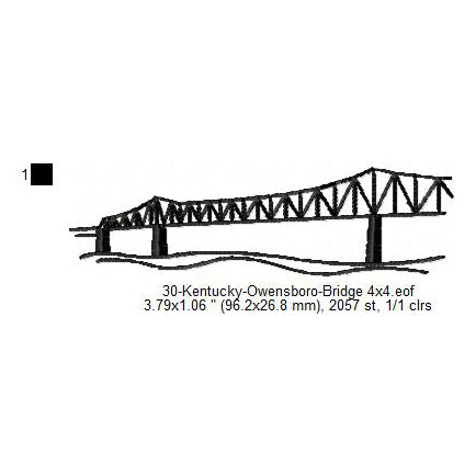 Kentucky Owensboro Bridge Silhouette Machine Embroidery Digitized Design Files