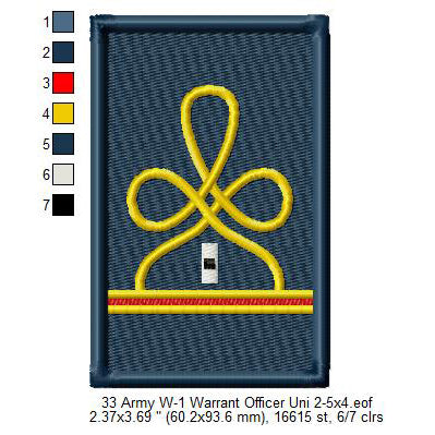 US Army W-1 Warrant Officer Mess Uniform Insignia Symbols Emblems Patches Machine Embroidery Digitized Design Files