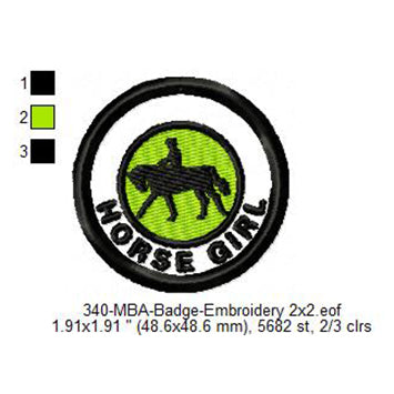 Horse Girl Merit Adulting Badge Machine Embroidery Digitized Design Files