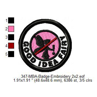 Good Idea Fairy 2 Merit Adulting Badge Machine Embroidery Digitized Design Files