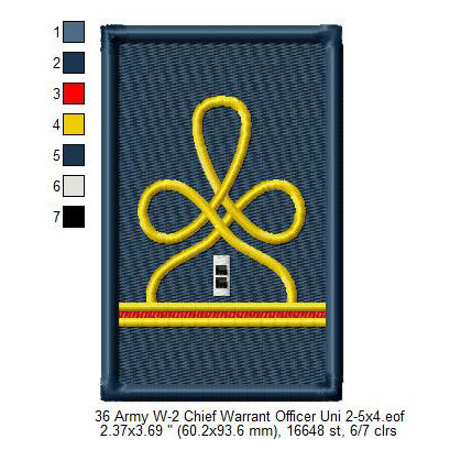 US Army W-2 Chief Warrant Officer Mess Uniform Insignia Symbols Emblems Patches Machine Embroidery Digitized Design Files