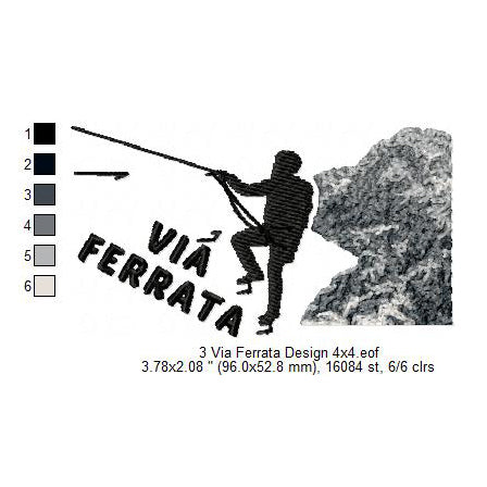 Via Ferrata Rock Mountain Climbing Hiking Hill Trekking Hikers Silhouette Machine Embroidery Digitized Design Files