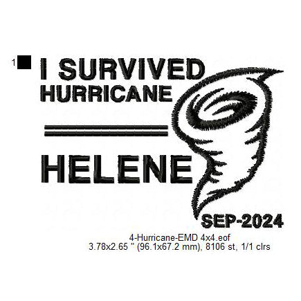 Hurricane Helene Storm Cyclone Machine Embroidery Digitized Design Files