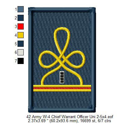 US Army W-4 Chief Warrant Officer Mess Uniform Insignia Symbols Emblems Patches Machine Embroidery Digitized Design Files