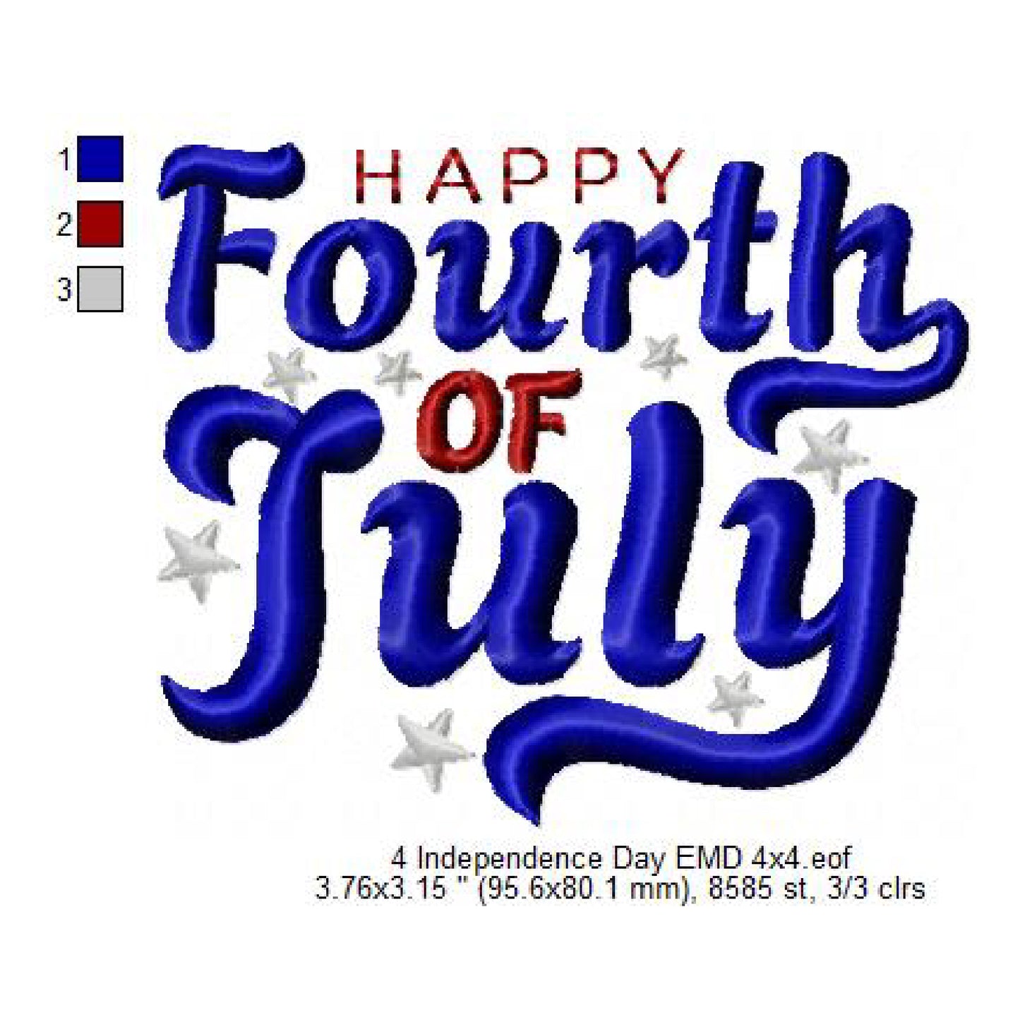 USA Independence Day Happy 4th of July Machine Embroidery Digitized Design Files | Dst | Pes | Hus | VP3
