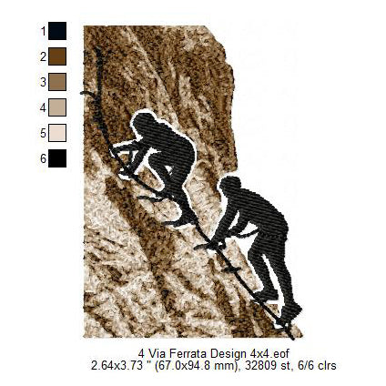 Via Ferrata Rock Mountain Climbing Hiking Hill Trekking Hikers Silhouette Machine Embroidery Digitized Design Files
