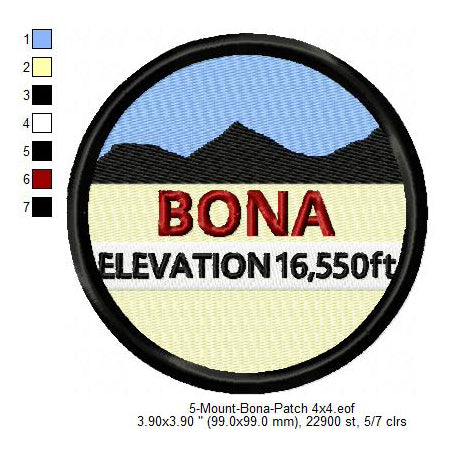 Mount Bona Mountains Merit Badge Machine Embroidery Digitized Design Files