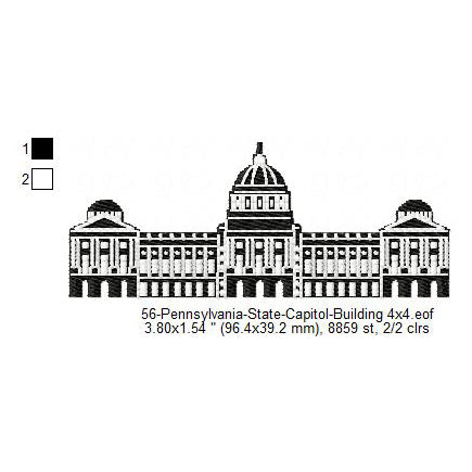 Pennsylvania State Capitol Building Silhouette Machine Embroidery Digitized Design Files