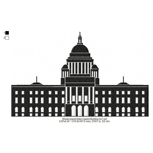 Rhode Island State Capitol Building Silhouette Machine Embroidery Digitized Design Files