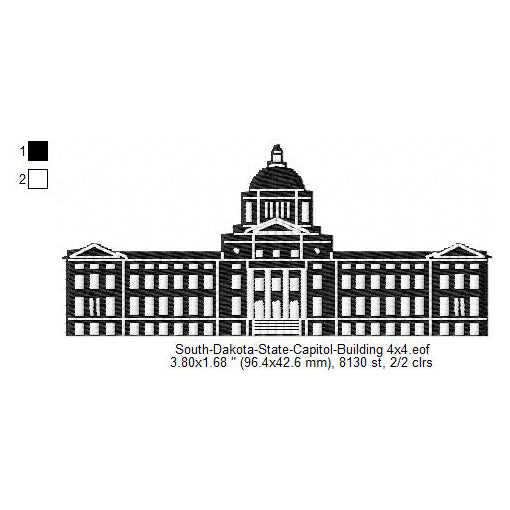 South Dakota State Capitol Building Silhouette Machine Embroidery Digitized Design Files