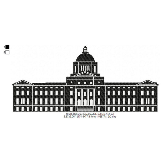South Dakota State Capitol Building Silhouette Machine Embroidery Digitized Design Files