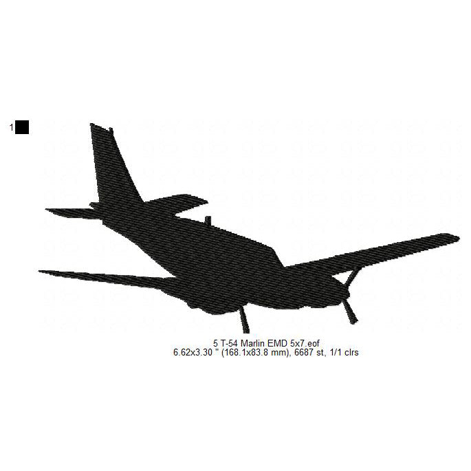 Cessna 172 Skyhawk, T-6 Texan, Th-73 Thrasher, T-54 Marlin US Navy Aircrafts Silhouette Set Machine Embroidery Digitized Design Files