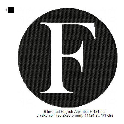 F English Alphabets Lettes Machine Embroidery Digitized Design Files